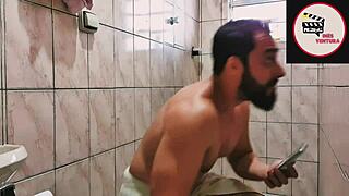 latina masturbates monster cock to orgasm in basic jerk