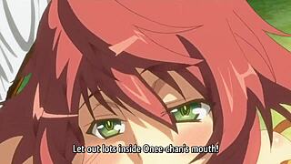 big tit redhead enjoys sucking and masturbating penis