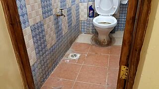 Sweet twink ass stretched in the toilet