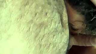 Intense deepthroat sucking on massive cock balls