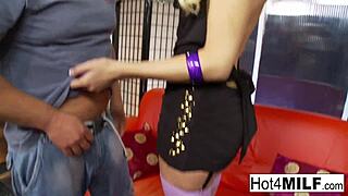 Blonde lady receives special chest covering