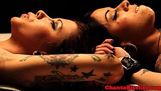 tied up lesbian babes punished in garage