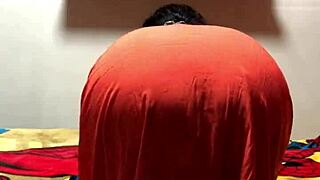 prostitute in stockings teasing her ass, asking about thong color