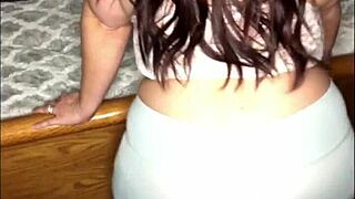 Milf with big tits dances in lingerie