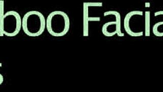 Naughty babe sucks and swaps cum in blowbang facial.