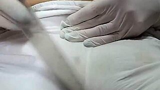 spanking her pussy while she wears white pants in punishment scene