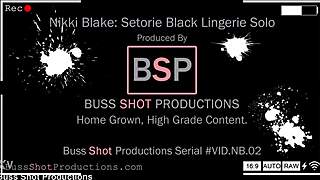 nikki blake in black lingerie solo, fingering close up with blonde pov masturbation