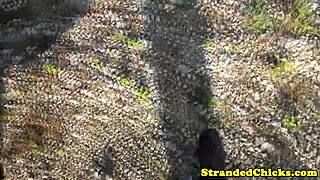 Hitching Latina Slut Sucking Cock in Public Pickup