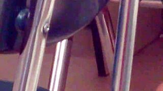 Playful latina shows her soles in the classroom 😏