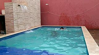 Big tits and a big cock in a public blowjob