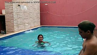 Big tits and a big cock in a public blowjob