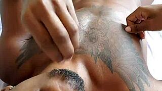 big black guy enjoys solo time