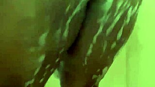 ebony girl enjoys shower time