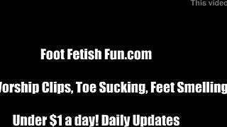 Sexy femdom makes you worship her size 10 feet with sucking footjob fetish