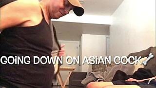 Asian Gay Guy Swallows Hot Cum in Explicit Close-Up Action