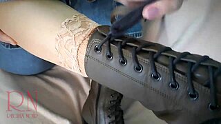 this milf in boots dominates her submissive partner with some kinky ass play