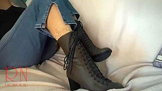 this milf in boots dominates her submissive partner with some kinky ass play