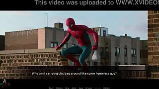 Spider-man reveals himself and starts intense fucking.