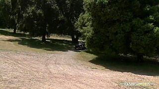 naughty friends group fucking outdoors with big tits and cumshot 😘