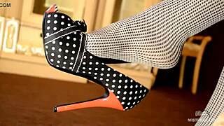 a goddess teases with feet in grey pantyhose