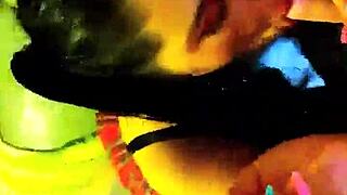 why is that shemale slut smoking while giving a blowjob?