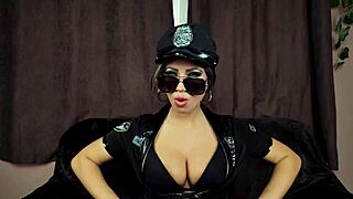 Hot police officer sucks monster black cock in cosplay.