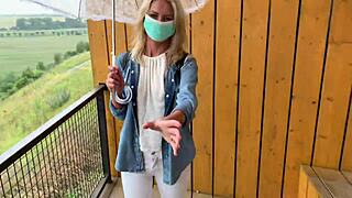 Blonde Claudia Mac stars in a big gangbang during COVID-19 lockdown