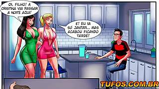 Nerdy protagonist taught by sultry older woman in restroom