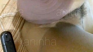 First time pounding tight ebony pussy with dildo