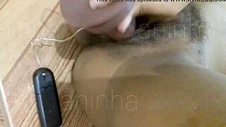 First time pounding tight ebony pussy with dildo