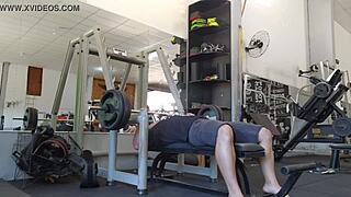 i'm fuckin' this heavy chested teen in the gym, suckin' her big tits