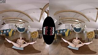 In this virtual taboo scene, the blonde spreads her legs wide for POV masturbation.