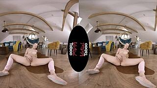 In this virtual taboo scene, the blonde spreads her legs wide for POV masturbation.