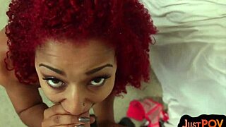 Pov redhead babe, pierced and inked, rides cock after a steamy bj.