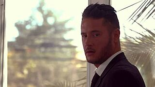 Hardcore sex with a muscular bodyguard and monster cock