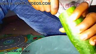 Cucumber playtime: A sensual food-themed bedroom video