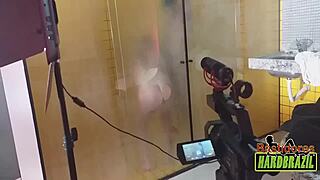 Brazilian Pornstar Rafaella Denardin Shows Big Tits and Ass in Shower