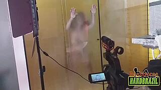 Brazilian Pornstar Rafaella Denardin Shows Big Tits and Ass in Shower