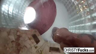 Hot shower fun with Christy Dahlia and Ivan