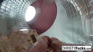 Behind-the-scenes steamy shower session with Christy Dahlia and Ivan