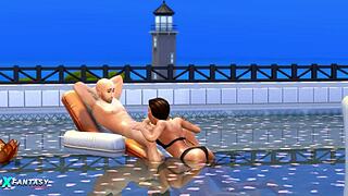 jade rosa plays passionpool and gets cumshot in sims 4 cartoon