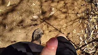 hairy gay man jerks off in public outdoor