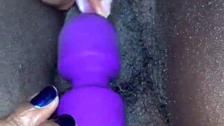 Does this ebony teen wife orgasm creamy with toys?