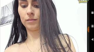 Hey, check out this big tits slim sucking her own tits on webcam, she says casually.