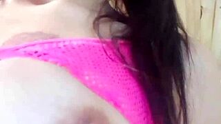 Cute girl with big tits and shaved pussy