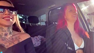 Teen surprised with big natural tits during car ride