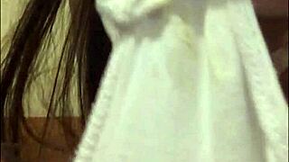 Brunette Strips to Reveal Dirty Panties