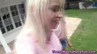 I toyed this real teen 18+ lesbian with oral and toys outdoors at the party in high definition.