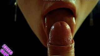 a girl in uniform delivers a sweet close-up blowjob with deepthroat and cumshot