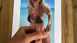 Monster cock cumming on big tits in tribute